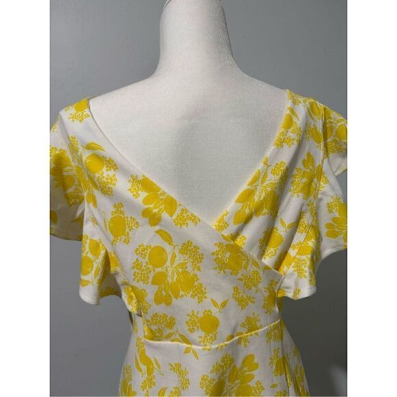 Ann Taylor lemon print blouse flutter sleeve S - Picture 4 of 6